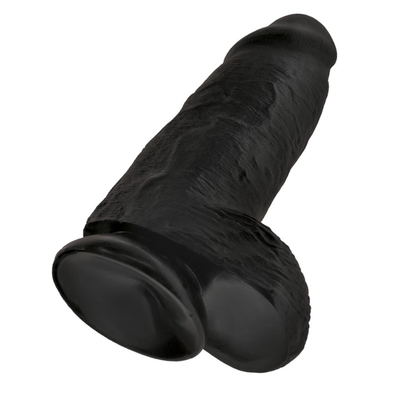 King Cock - Realistyczne Grube Dildo Z Przyssawką 23 CM Czarny